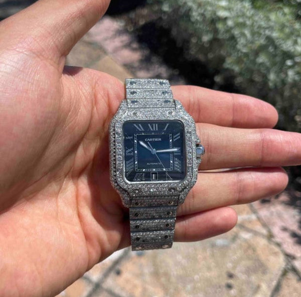 GRA Certified VVS Moissanite Watch | 41mm | Cartier Swiss Movement Automatic Watch
