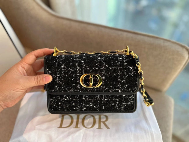 Dior tweed cannage chain bag