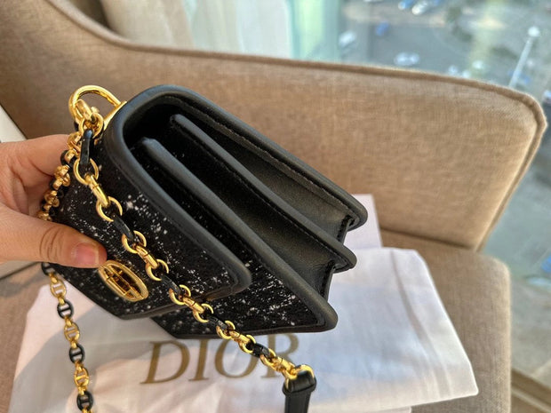 Dior tweed cannage chain bag