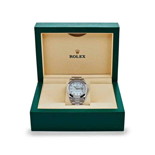 Rolex Day-Date II 218206 Platinum Blue Diamond Dial