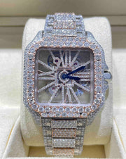 GRA Certified VVS Moissanite Watch Skeleton | 41mm | Cartier Swiss Movement Automatic Watch