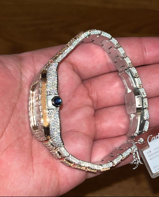 GRA Certified VVS Moissanite Watch | 41mm | Cartier Swiss Movement Automatic Watch