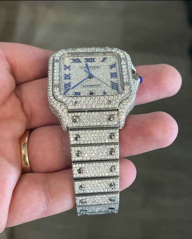 GRA Certified VVS Moissanite Watch | 41mm | Cartier Swiss Movement Automatic Watch