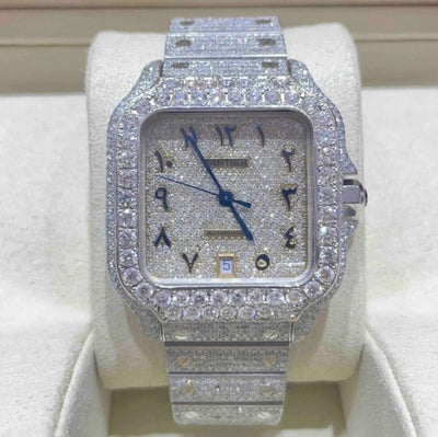 GRA Certified VVS Moissanite Watch | 41mm | Cartier Swiss Movement Automatic Watch