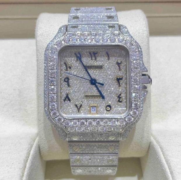 GRA Certified VVS Moissanite Watch | 41mm | Cartier Swiss Movement Automatic Watch