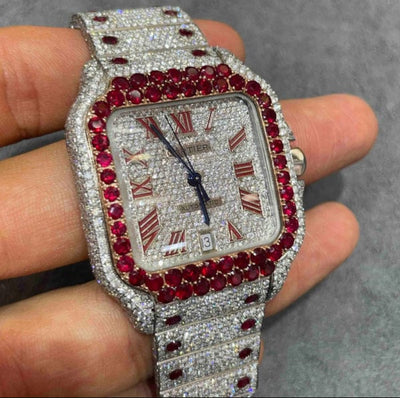 GRA Certified VVS Moissanite Watch | 41mm | Cartier Swiss Movement Automatic Watch