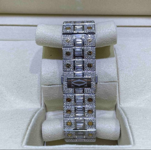 GRA Certified VVS Moissanite Watch | 41mm | Cartier Swiss Movement Automatic Watch