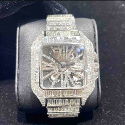GRA Certified VVS Moissanite Watch | 41mm | Cartier Swiss Movement Automatic Watch