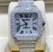 GRA Certified VVS Moissanite Watch | 41mm | Cartier Swiss Movement Automatic Watch