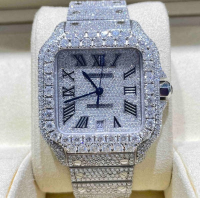 GRA Certified VVS Moissanite Watch | 41mm | Cartier Swiss Movement Automatic Watch