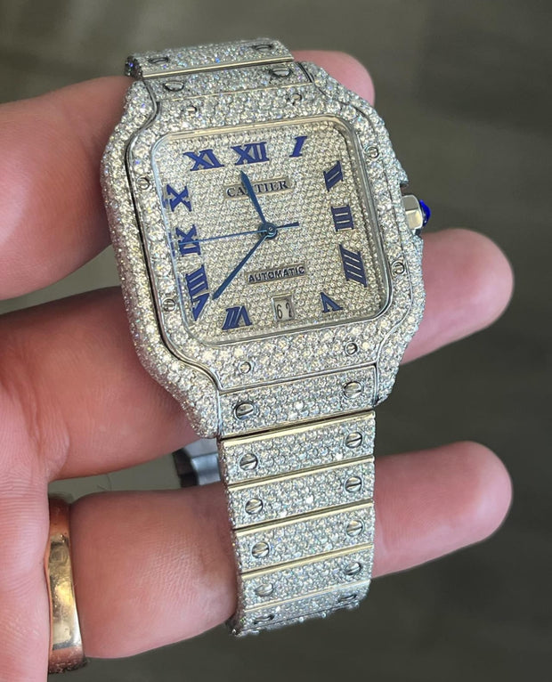 GRA Certified VVS Moissanite Watch | 41mm | Cartier Swiss Movement Automatic Watch