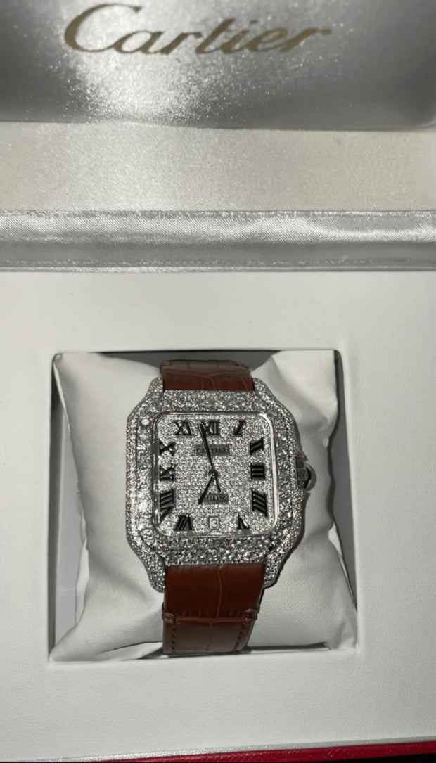 GRA Certified VVS Moissanite Watch | 41mm | Cartier Swiss Movement Automatic Watch