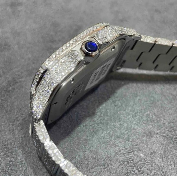 GRA Certified VVS Moissanite Watch | 41mm | Cartier Swiss Movement Automatic Watch