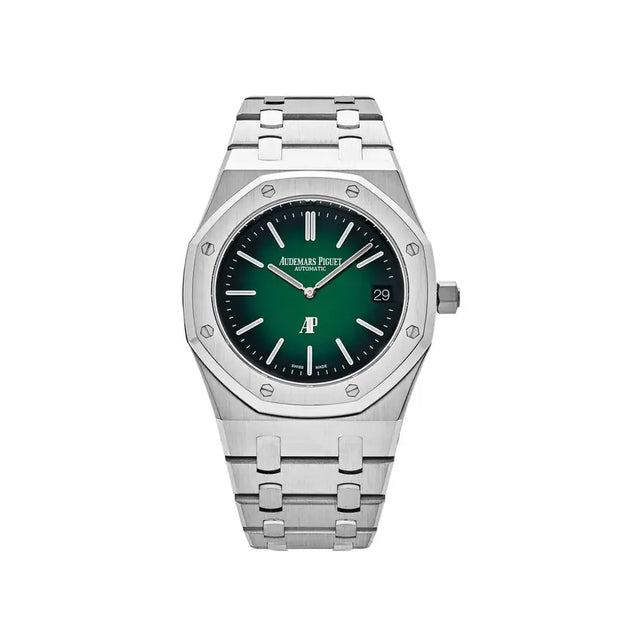 Audemars Piguet Royal Oak 15202PT.OO.1240PT.01 ‘Jumbo’ Extra-Thin Platinum Green Dial (2021)