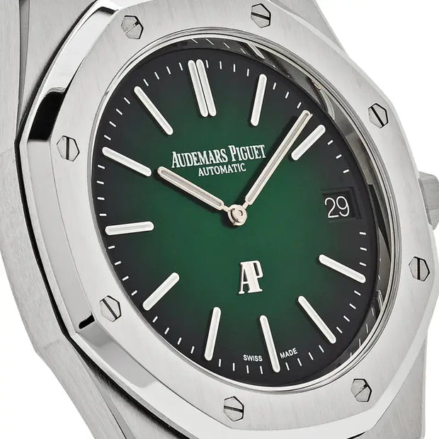 Audemars Piguet Royal Oak 15202PT.OO.1240PT.01 ‘Jumbo’ Extra-Thin Platinum Green Dial (2021)