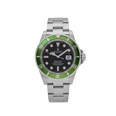 Rolex Submariner Date 16610V ‘Kermit’ Bezel Flat 4 Steel Black Dial Oyster (2003)
