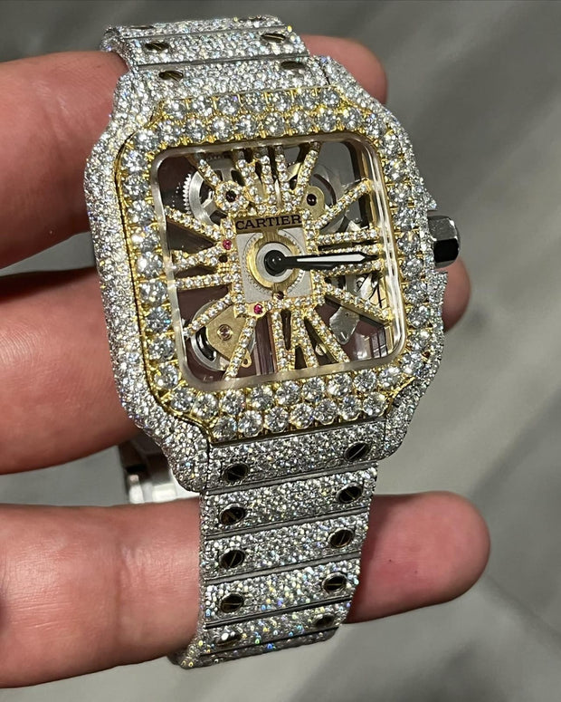 Cartier Santos Skeleton vvs Moissanite