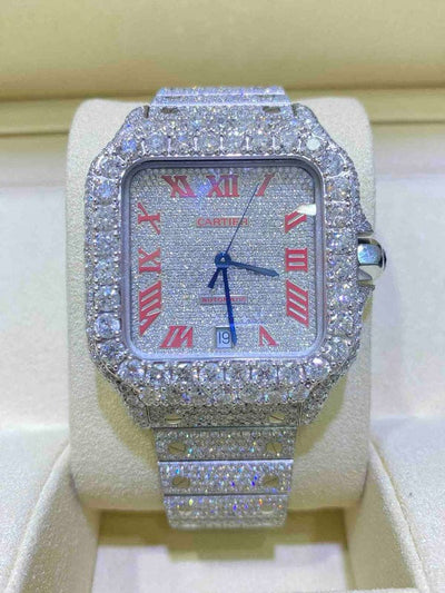 GRA Certified VVS Moissanite Watch | 41mm | Cartier Swiss Movement Automatic Watch