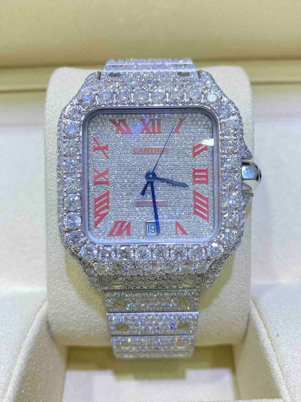 GRA Certified VVS Moissanite Watch | 41mm | Cartier Swiss Movement Automatic Watch