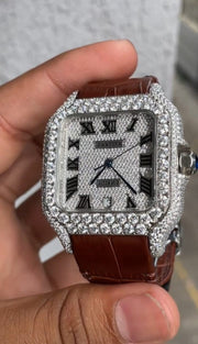 GRA Certified VVS Moissanite Watch | 41mm | Cartier Swiss Movement Automatic Watch