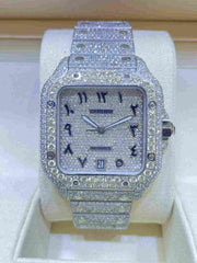 GRA Certified VVS Moissanite Watch | 41mm | Cartier Swiss Movement Automatic Watch