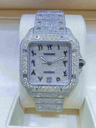 GRA Certified VVS Moissanite Watch | 41mm | Cartier Swiss Movement Automatic Watch