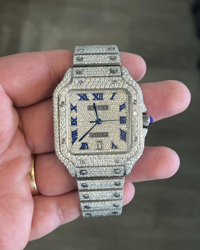 GRA Certified VVS Moissanite Watch | 41mm | Cartier Swiss Movement Automatic Watch