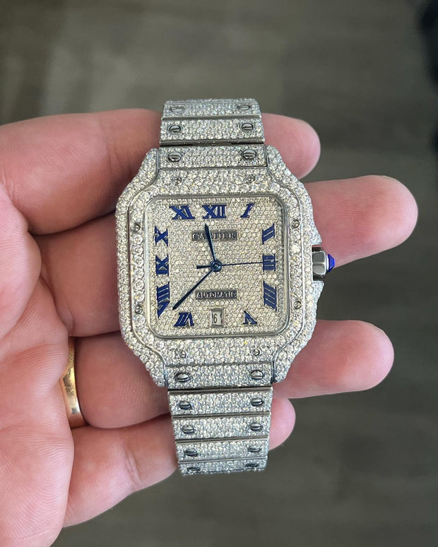 GRA Certified VVS Moissanite Watch | 41mm | Cartier Swiss Movement Automatic Watch