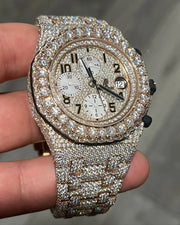 GRA Certified VVS Moissanite AP Watch | Fullyloaded Rosegold Audemars Piguet Offshore | Swiss Movement Automatic Watch |Fully Bustdown Stainless Steel Watch