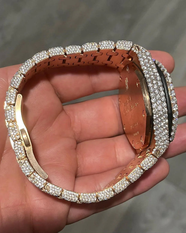 GRA Certified VVS Moissanite AP Watch | Fullyloaded Rosegold Audemars Piguet Offshore | Swiss Movement Automatic Watch |Fully Bustdown Stainless Steel Watch