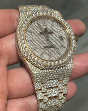 GRA Certified VVS Moissanite AP Watch | 41mm Audemars Piguet in Rose Gold | Swiss Movement Automatic Watch |Fully Bustdown Stainless Steel Watch