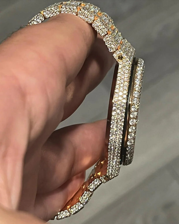GRA Certified VVS Moissanite AP Watch | 41mm Audemars Piguet in Rose Gold | Swiss Movement Automatic Watch |Fully Bustdown Stainless Steel Watch